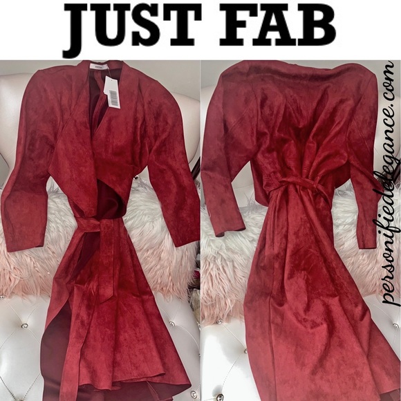 NEW Just Fab Faux Suede Orange Spice Waterfall Long Coat Size 2X - Picture 5 of 16